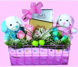 Bear Chocolate With Flower Arrangement